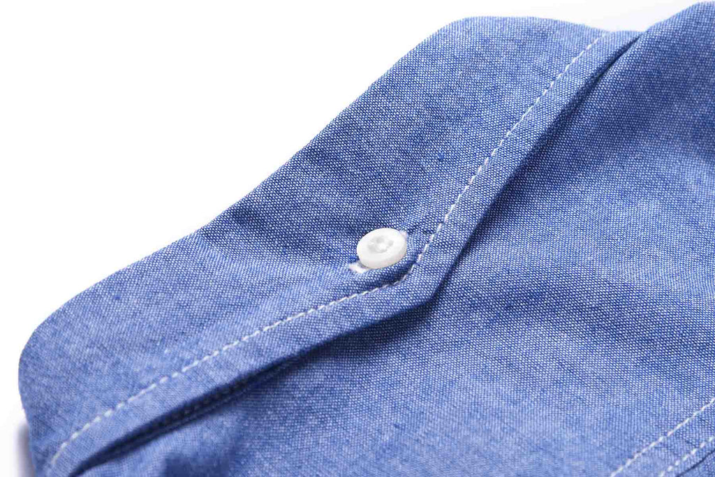 Japanese Charmbray Long Sleeve Worker Shirt In Blue