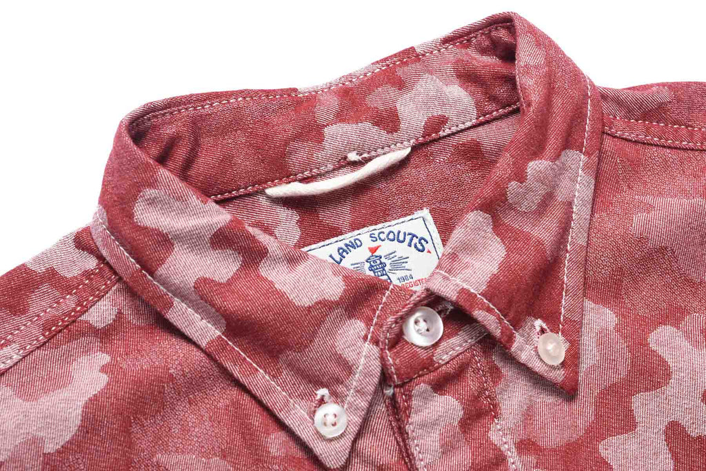 Yarn Dyed Red Camouflage Long Sleeve Worker Shirt