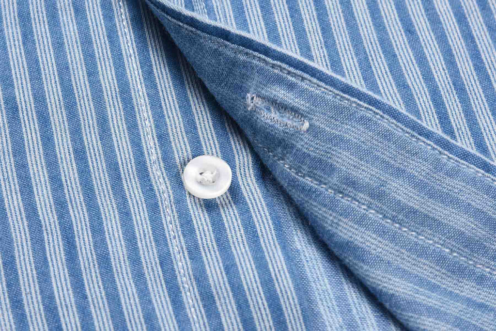Stripes Discharge Print Long Sleeve Indigo Shirt