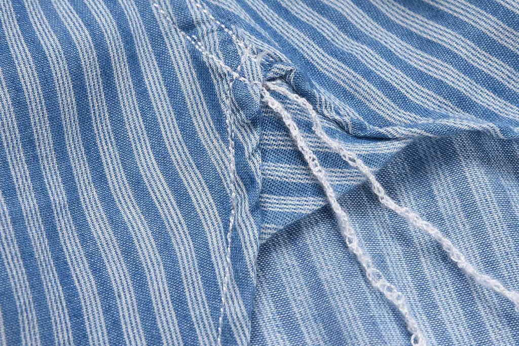 Stripes Discharge Print Long Sleeve Indigo Shirt