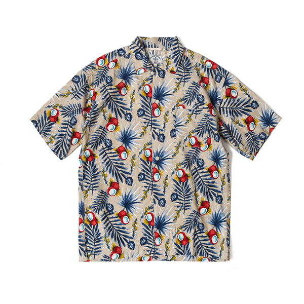 Tropical Print Hawaii Shirt  - Beige