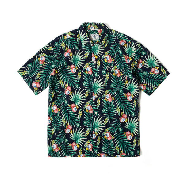 Tropical Print Hawaii Shirt  - Black
