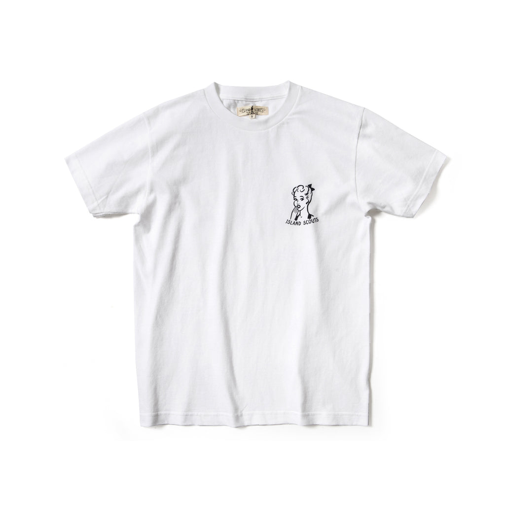 Island Scouts Tubular Cotton Tee In Lady Print in White/Navy