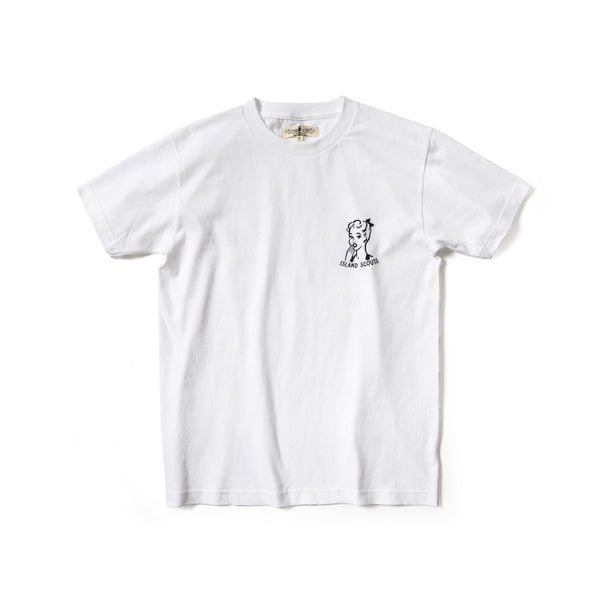 Island Scouts Tubular Cotton Tee In Lady Print in White/Navy