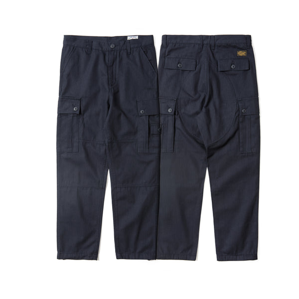 Cotton Herringbone Work Pants - Navy
