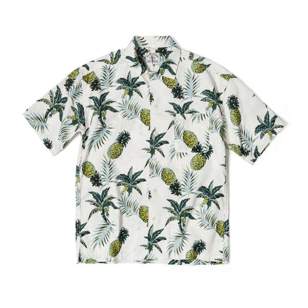 Pineapple Print Hawaii Shirt  - White