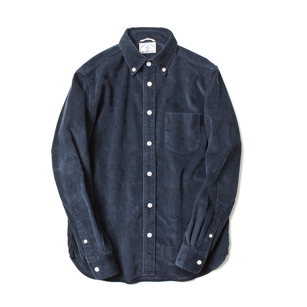 Corduroy Long Sleeve Elbow Patch Shirt in Navy