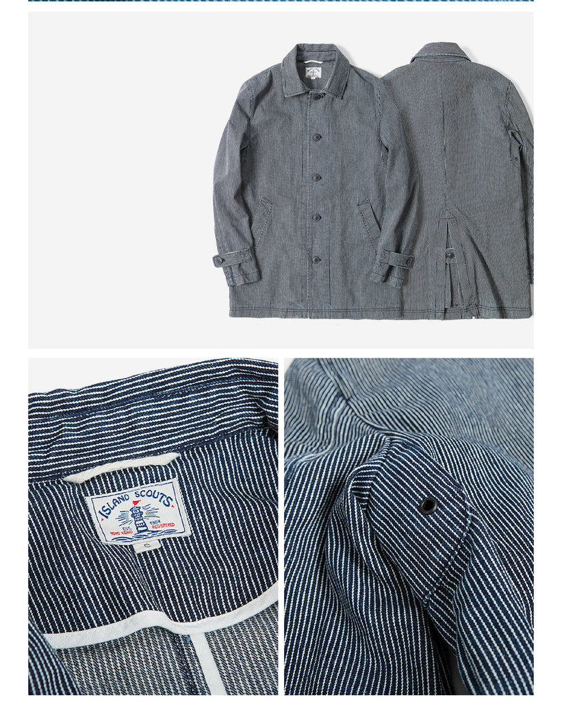 Old Textile Yarn Dyed Indigo Stripes Jacket - Light Blue Stripes