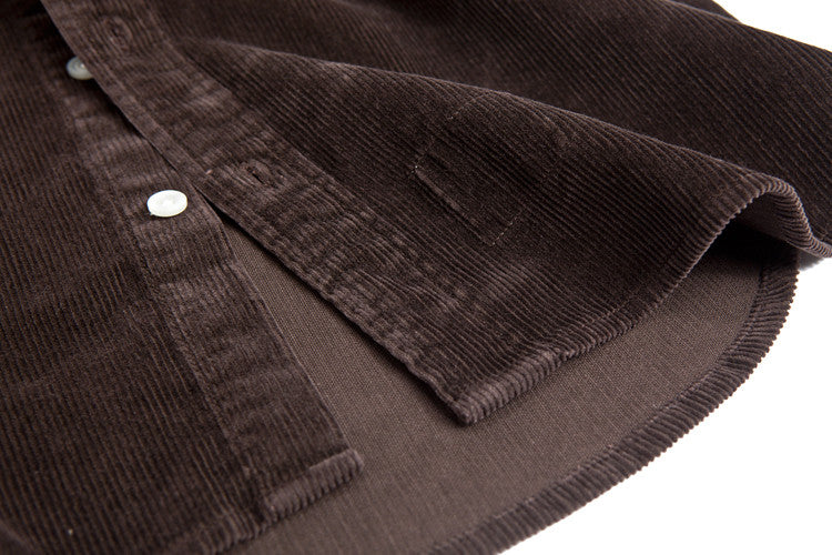 Corduroy Long Sleeve Elbow Patch Shirt in Navy