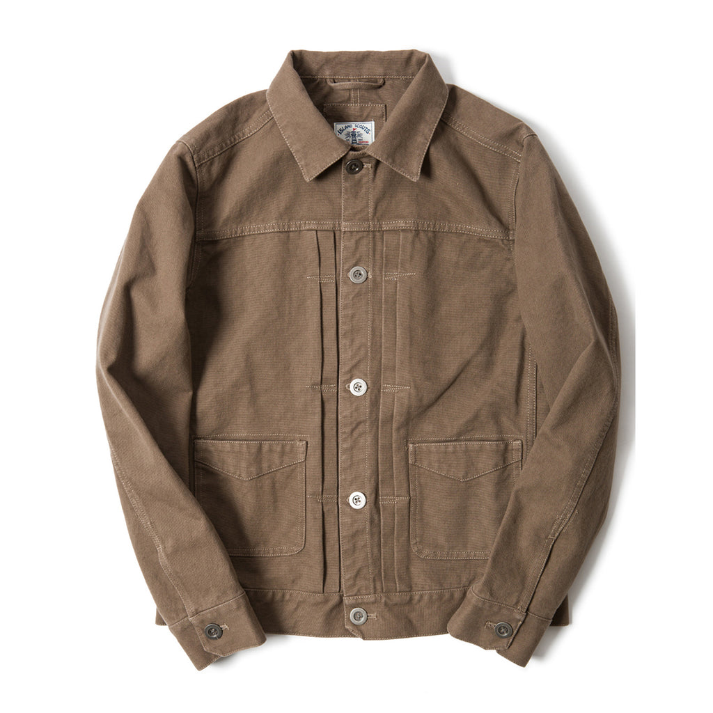 Old Textile Cotton Canvas 1960 Trucker Jacket In Brown