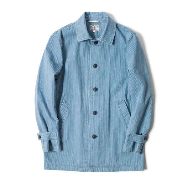 Old Textile Yarn Dyed Indigo Stripes Jacket - Dark Blue Stripes