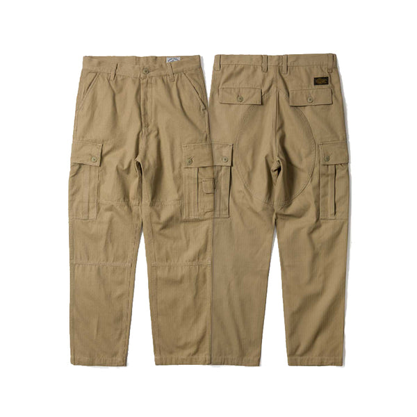Cotton Herringbone Work Pants - Brown