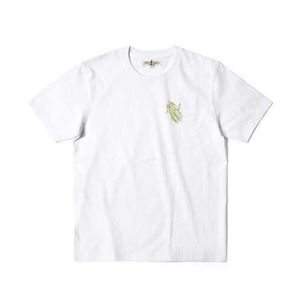 280g Cotton Tubular Tee With Corn Print in White