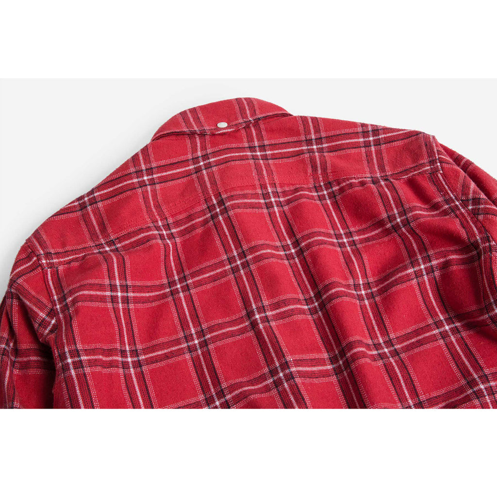 Cotton Flannel Elbow Patch Checks Shirt - Red